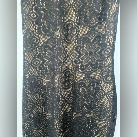 Dress the Population Black & Beige V-Neck Midi Dress - Size Small - Picture 13 of 16